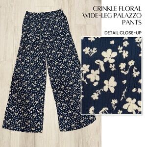 Dip Blue Floral Pattern Wide Pants size M